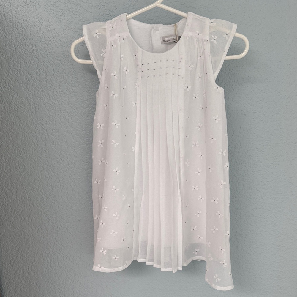 Catimini Pleated Sheer White Dress